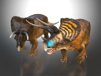 Prehistoric Reptile Triceratops With Colorful Frills And Large Horns 3D Rendering 3d model