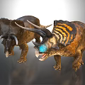 Prehistoric Reptile Triceratops With Colorful Frills And Large Horns 3D Rendering