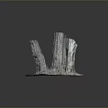 Detailed Wooden Tree Stumps On Green Grass Base With Natural Texture
