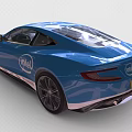 Stylish Blue Sports Car With Intel Logo And Racing Exterior Design