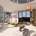Cultural Center Interior Design With Traditional Lanterns Artistic Wall Decor And Open Exhibition Space