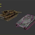 Two Military Tanks With Brown And Green Camouflage On Dark Reflective Surface