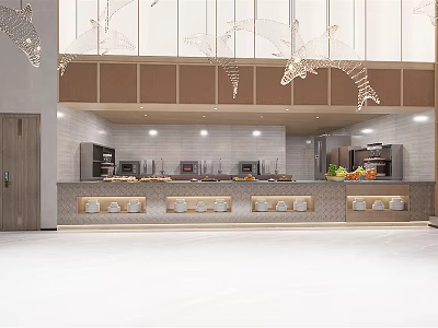 Modern Commercial Kitchen Interior With Workstations And Display Appliances 3d model