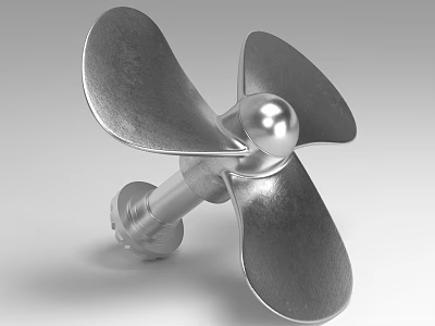 Marine Metal Propeller With Blades Shaft And Central Sphere Design 3d model