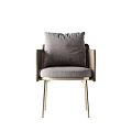 Modern Leisure Chair with Gray Cushion Woven Armrests and Metal Legs Design