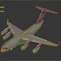 Gray Large Transport Aircraft 3D Model Featuring Four Engines and Wide Wings