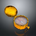 Vintage Open Yellow Compass With Gold Dial And Hanging Loop For Daily Life Supplies