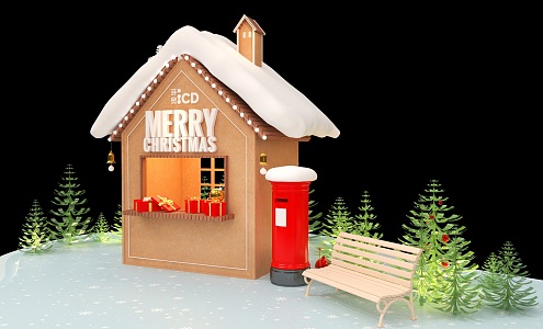 Christmas Cottage Snow Chen Device 3d model