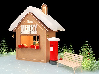 Christmas Cottage Snow Chen Device 3d model