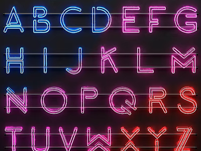 Colorful Neon Alphabet Decorative Lights with Vibrant Glow for Wall Decoration 3d model