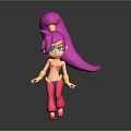Game Movie Character with Pink Long Hair Yellow Accessory Blue Eyes and 3D Design