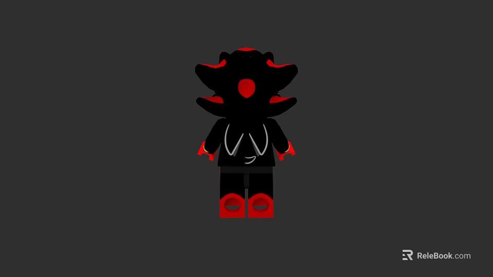 Black And Red Building Block Figure With Hat Shoes Arms And White Chest Pattern 3d model 