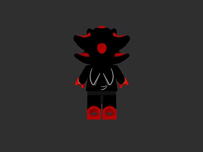 Black And Red Building Block Figure With Hat Shoes Arms And White Chest Pattern 3d model