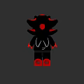 Black And Red Building Block Figure With Hat Shoes Arms And White Chest Pattern