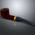 Classic Red Brown Tobacco Pipe With Black Mouthpiece And Golden Ring