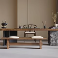 Tea Table and Chair Combination Stool Bench Tea Table 3d model