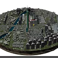 Aerial City Planning Model Featuring High Rise Buildings Road Networks And Green Spaces