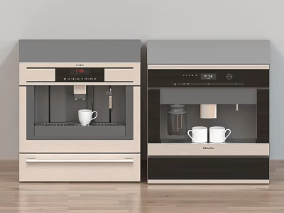 Modern Built in Kitchen Appliances With Coffee Maker And Cup Storage 3d model