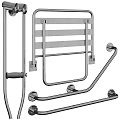 Modern Stainless Steel Bathroom Cabinet Rack Storage Solution With Towel Bars Hooks And Shelves