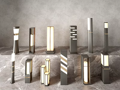 Modern Outdoor Lights With Stylish Designs Various Shapes And Durable Materials 3d model