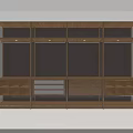 Modern Wooden Wardrobe With Open Compartments Drawers And Built In Lights