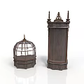 Vintage Architectural Decorative Dome With Lattice Windows And Tall Carved Column Elements