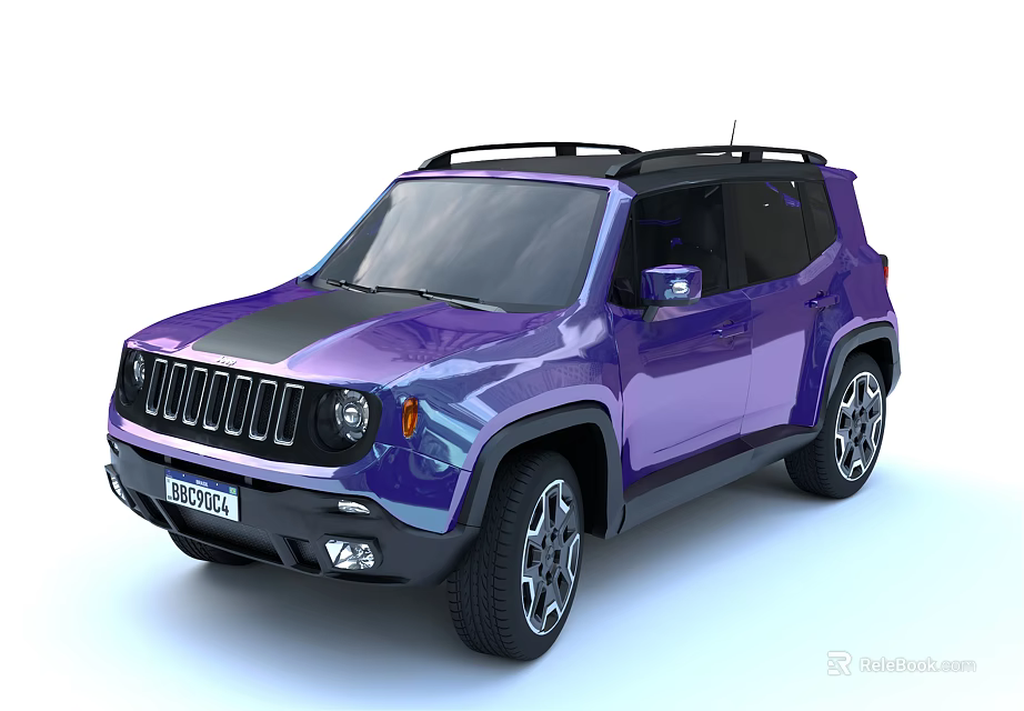 Purple Compact SUV Car with Roof Rack Front Grille and Modern Exterior Design 3d model 