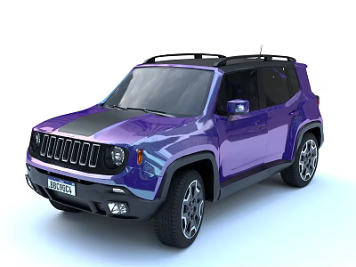 Purple Compact SUV Car with Roof Rack Front Grille and Modern Exterior Design 3d model