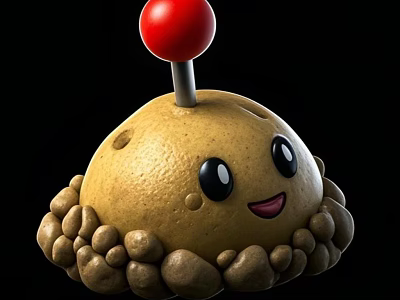 Cute Potato Shaped Game And Movie Character With Red Top Big Eyes And Smiling Face 3d model