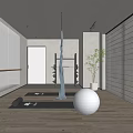 Modern Fitness Studio With Yoga Mats Exercise Ball Training Equipment And Mirrored Walls