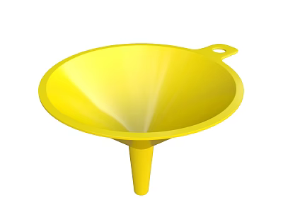 Yellow Plastic Funnel With Handle For Liquid Transfer In Home Use 3d model