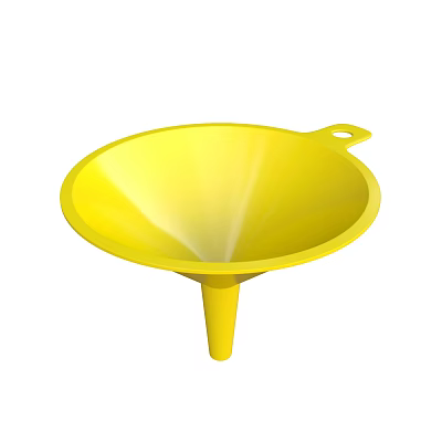 Yellow Plastic Funnel With Handle For Liquid Transfer In Home Use 3d model