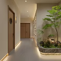 Beauty Hair Salon Interior With Vanity Table Mirror Bamboo Decor And Lighting