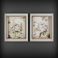 Classical Floral Oil Painting with Vase Pink Red White Roses and Gold Frame