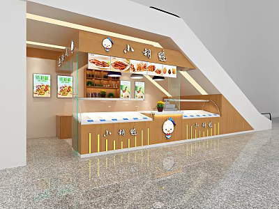 Modern snack bar airport cooked food store 3d model Modern snack bar airport cooked food store 3d model