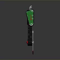 Mechanical Model With Black Green Structure Red Wheels White Blades And Central Red Yellow Emblem