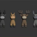 Colorful Cartoon Animal Stuffed Dolls Deer Horse And Donkey Arranged In Row