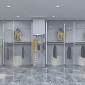 Modern Stylish Clothing Store Interior With Hanging Clothes Display Racks And Mannequins
