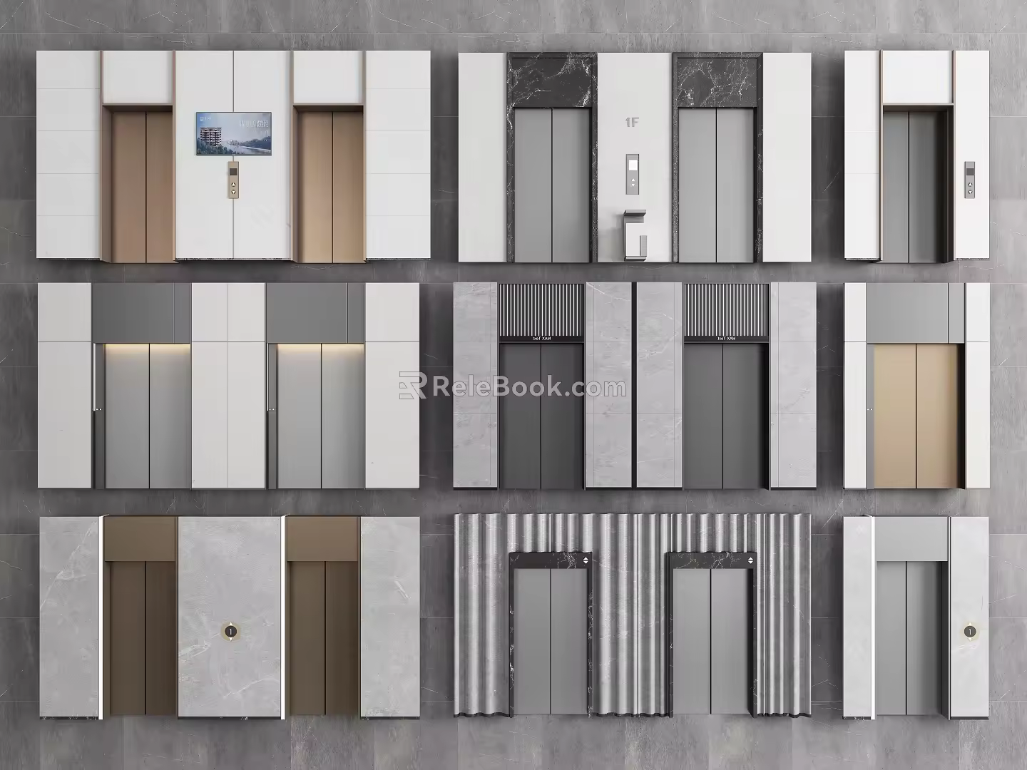 Modern Elevator Door Elevator Trash Bin Elevator Button Stainless Steel Elevator Button 3d model