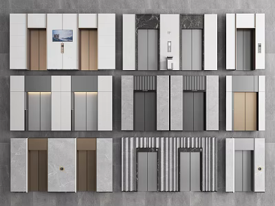 Multiple Modern Elevator Door Designs With Various Materials And Color Finishes 3d model