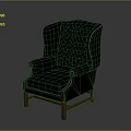 Classic Black Leather Armchair With Tufted Back Scroll Arms And Wooden Legs