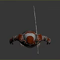 Game Movie Character Samurai Warrior With Horned Helmet And Red Gray Armor