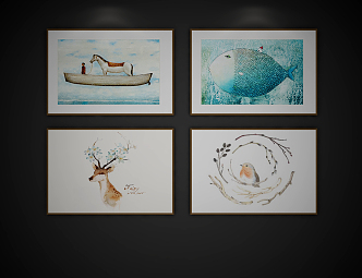 Modern Animal Painting Decorative Painting 3d model