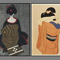 Japanese Geisha Wall Art With Traditional Kimono And Elegant Silhouettes