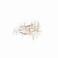 Modern Contemporary Chandelier Design With Vertical Metal Rods And Warm Illuminated Glow Lighting