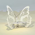 Butterfly Shaped Metal Public Chair With Artistic Openwork Design For Outdoor Use