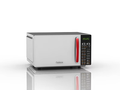 Galanz Microwave Oven With Digital Display Red Handle And Control Panel 3d model