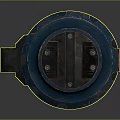 Futuristic Blue Handheld Weapon With Red Component And Tactical Metallic Design