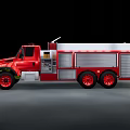 Red Fire Truck With Ladder Water Tank And Firefighting Equipment