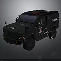 Black SWAT Military Vehicle With Armored Design Police Lights And Logo